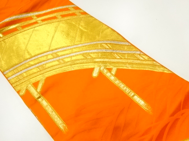 アンティーク　橋模様織出し袋帯（着用可）